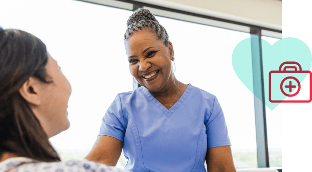 Nurse speaking with patient